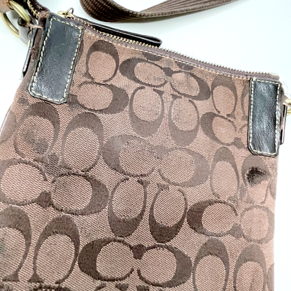 coach brown signature c monogram patchwork crossbody bag
