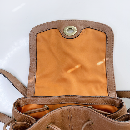 coach park pebble british tan leather turnlock backpack