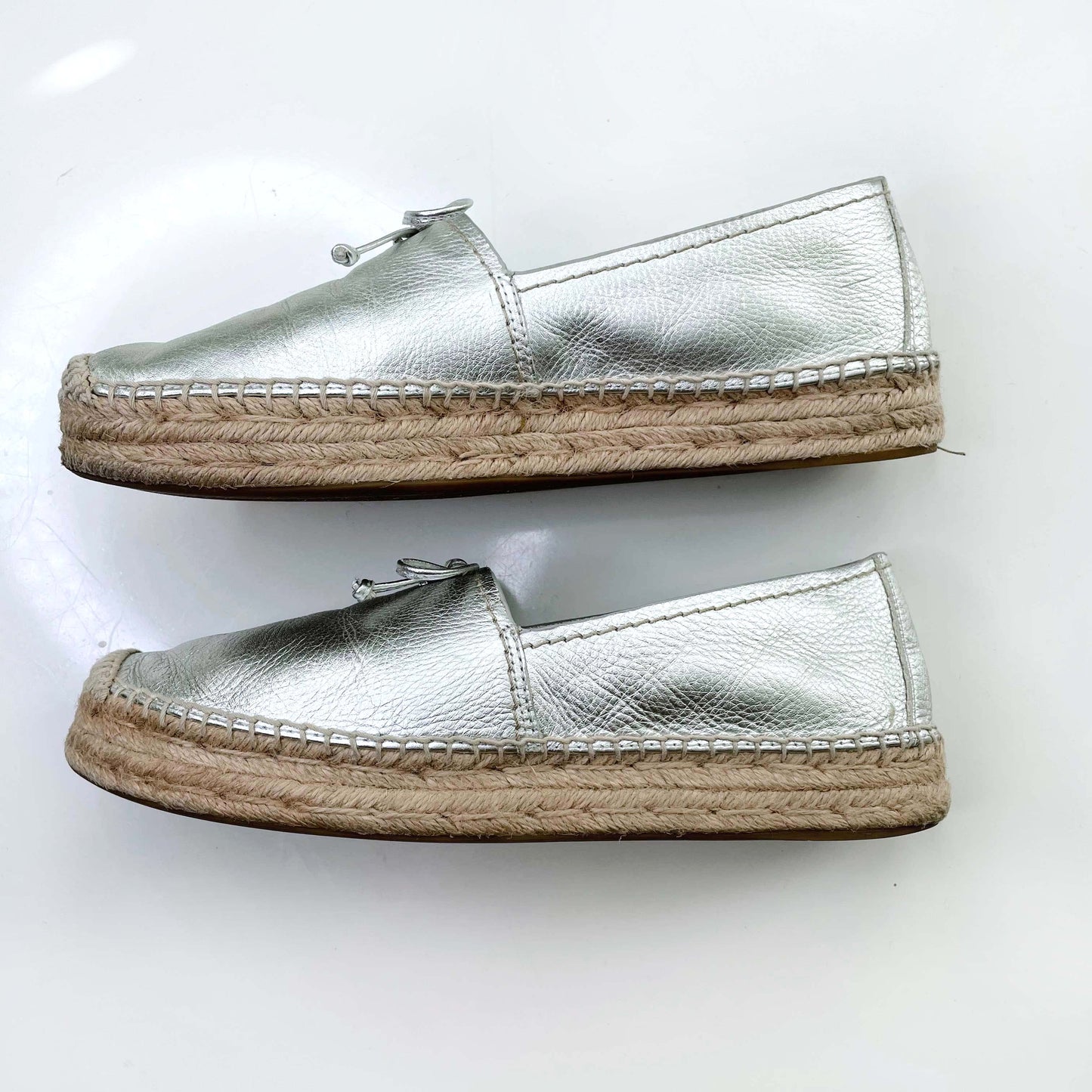 coach silver rae bow flatform espadrilles - size 9.5