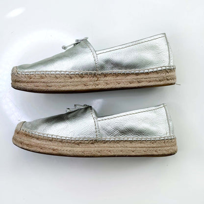 coach silver rae bow flatform espadrilles - size 9.5