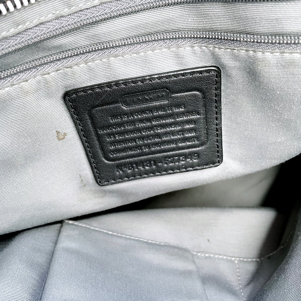 coach black leather peyton tote signature bag