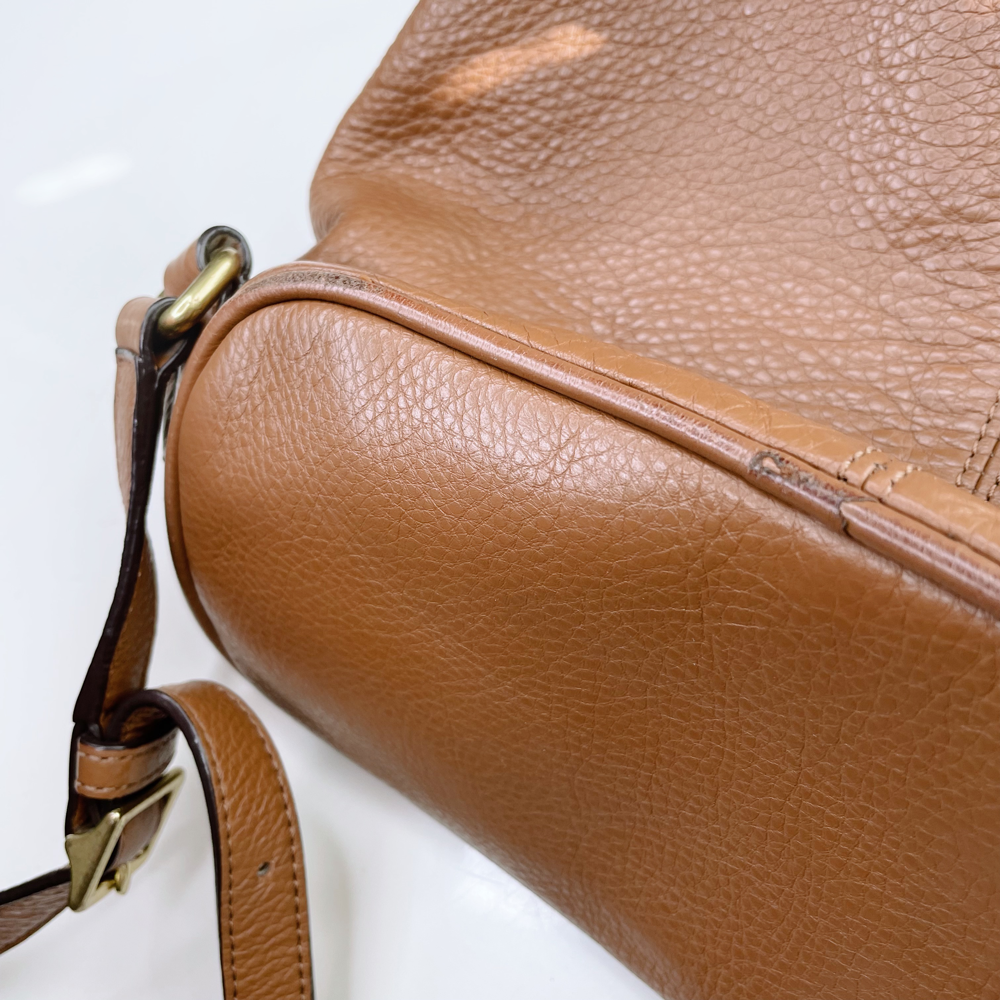 coach park pebble british tan leather turnlock backpack