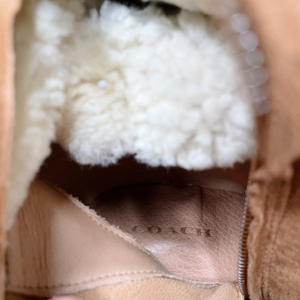 coach keely shearling wedge knee high boots - size 5