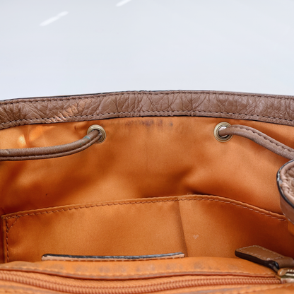 coach park pebble british tan leather turnlock backpack