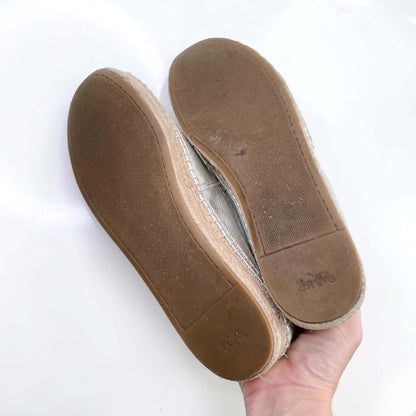 coach silver rae bow flatform espadrilles - size 9.5