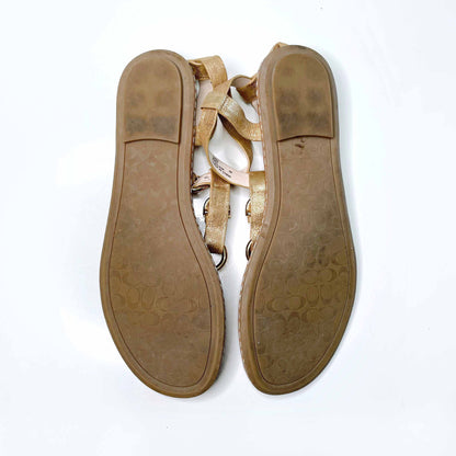 coach ruby leather metallic thong sandal - size 9