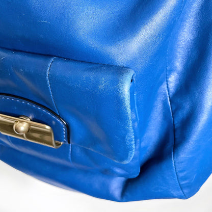 coach large blue leather kristin hobo bag