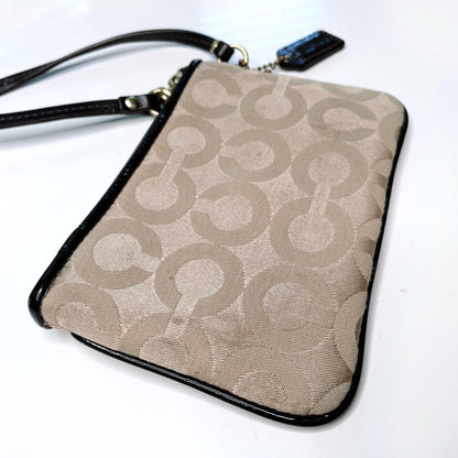 coach tan c monogram madison wristlet