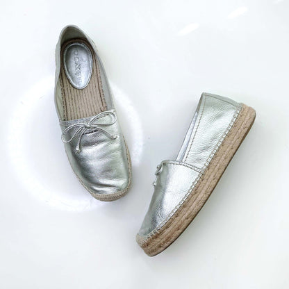 coach silver rae bow flatform espadrilles - size 9.5