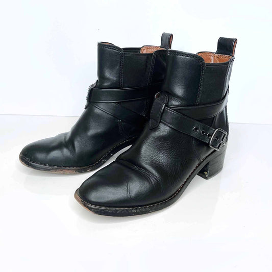 coach black leather harness chelsea boots - size 6.5