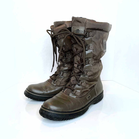 coach sage winter mid-calf lace up sherpa-lined boots - size 7.5