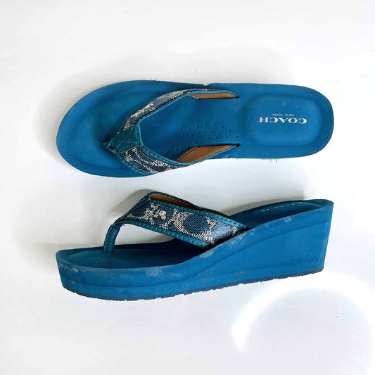 Coach Jolene platform wedge thong sandal - size 7