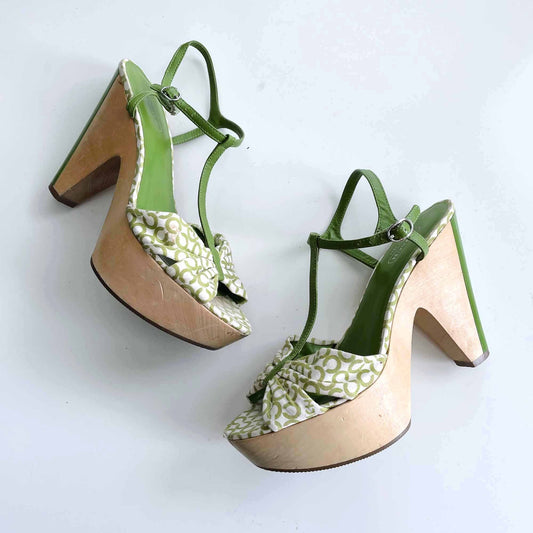 coach janeen pinup retro wood clog platform sandals - size 8