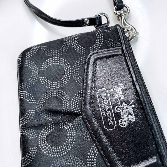coach black c print madison wristlet