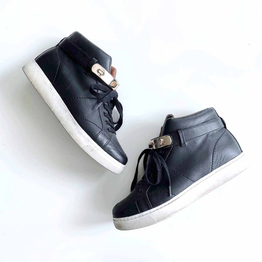 coach black leather richmond high top buckle sneakers - size 8.5