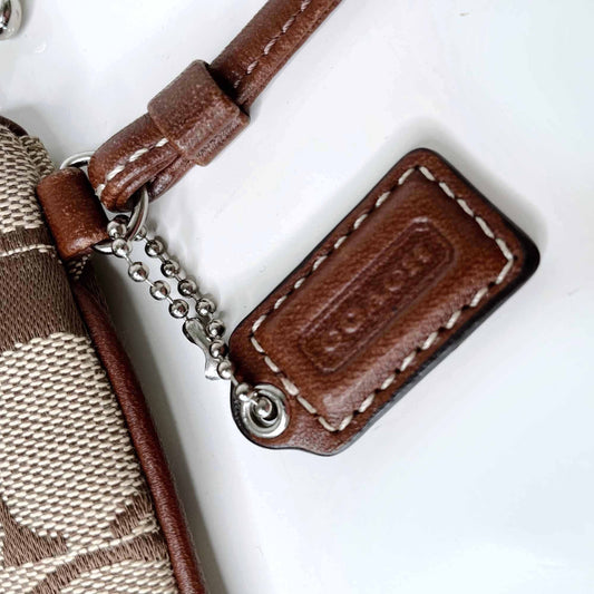 coach signature brown c logo wristlet
