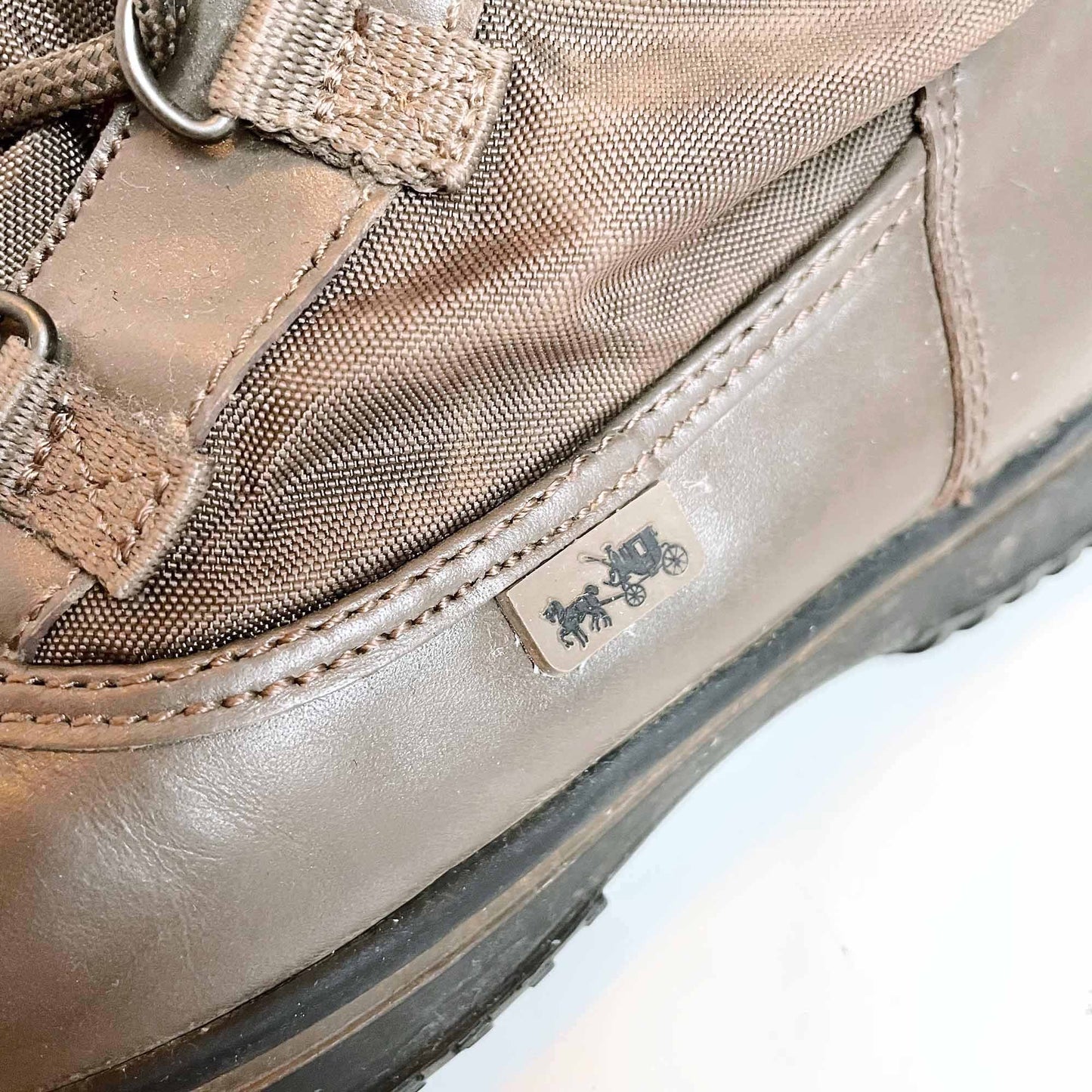 coach sage winter mid-calf lace up sherpa-lined boots - size 7.5