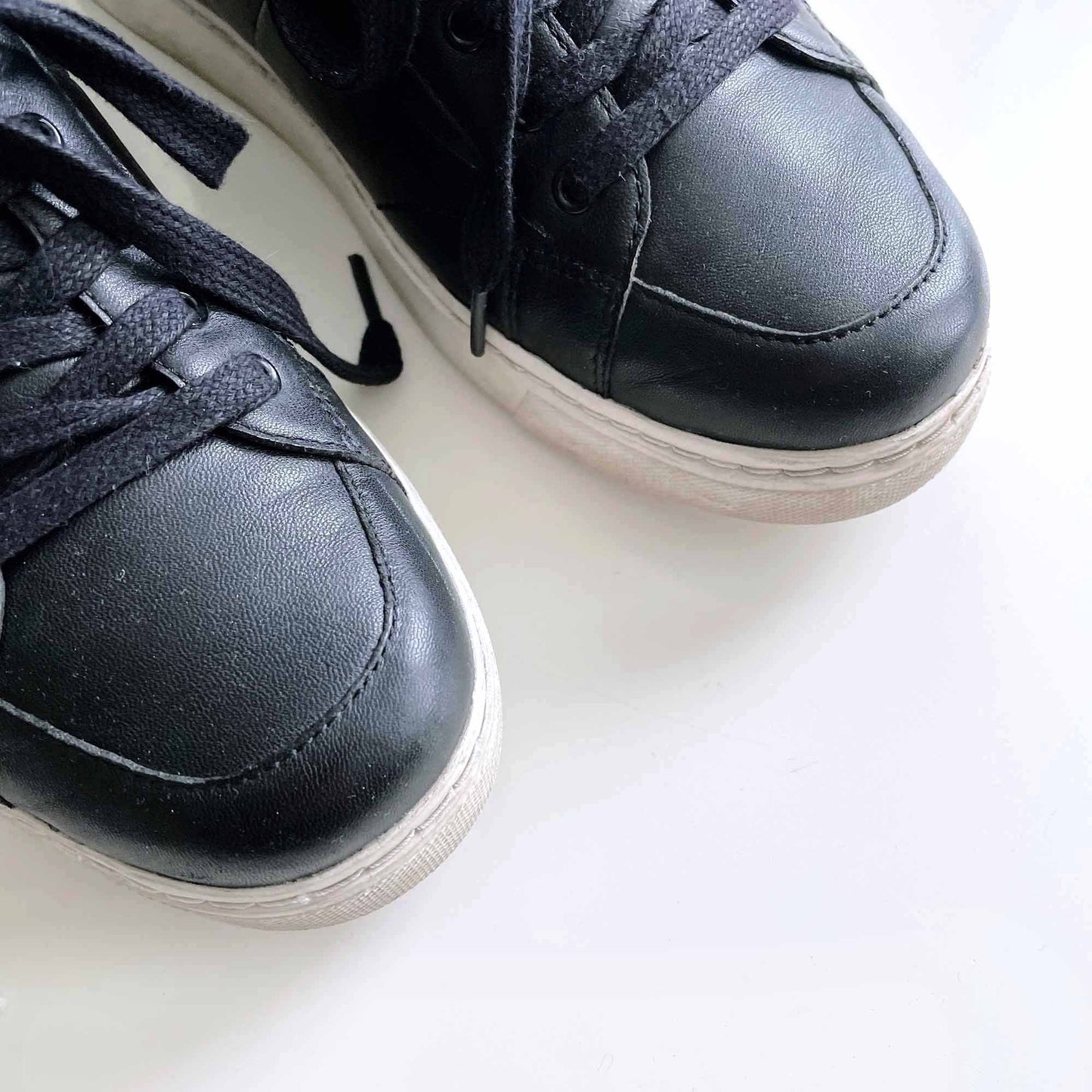 coach black leather richmond high top buckle sneakers - size 8.5