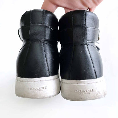 coach black leather richmond high top buckle sneakers - size 8.5
