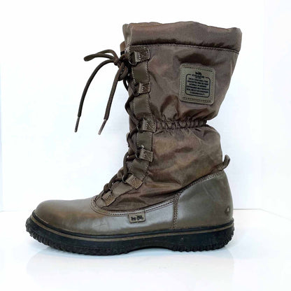 coach sage winter mid-calf lace up sherpa-lined boots - size 7.5