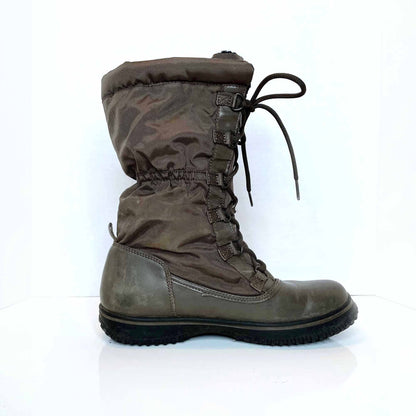 coach sage winter mid-calf lace up sherpa-lined boots - size 7.5