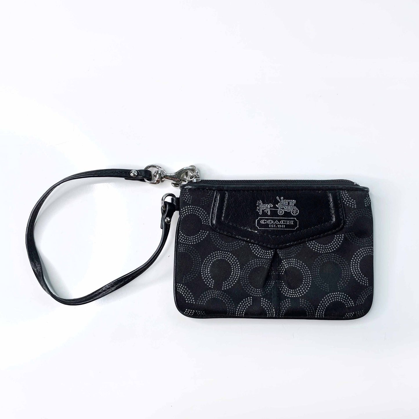 coach black c print madison wristlet
