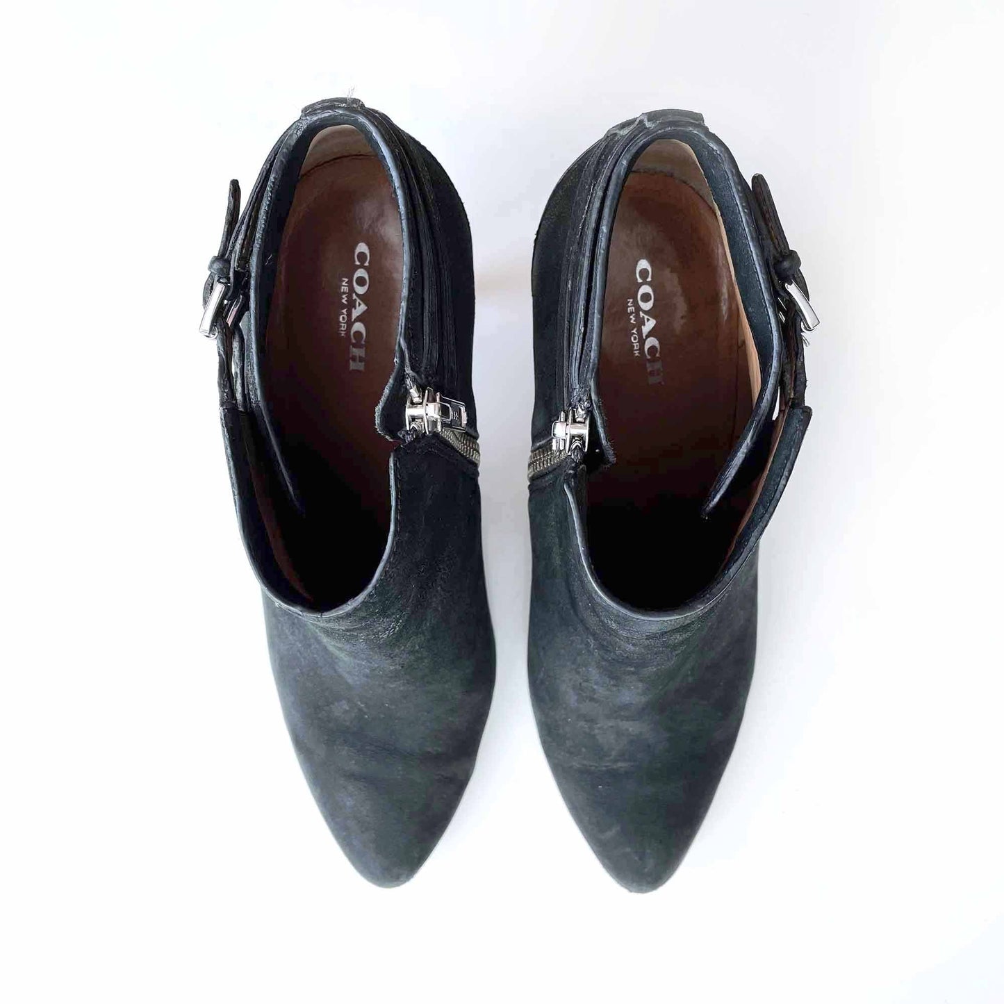 coach black pebbeld leather daphney booties - size 7.5