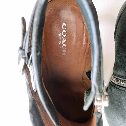 coach black pebbeld leather daphney booties - size 7.5