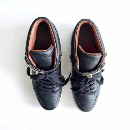 coach black leather richmond high top buckle sneakers - size 8.5