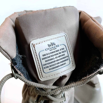 coach sage winter mid-calf lace up sherpa-lined boots - size 7.5