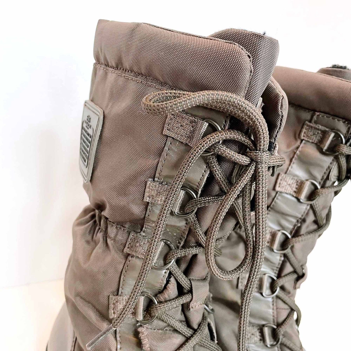 coach sage winter mid-calf lace up sherpa-lined boots - size 7.5