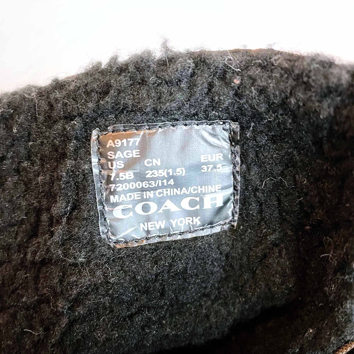 coach sage winter mid-calf lace up sherpa-lined boots - size 7.5