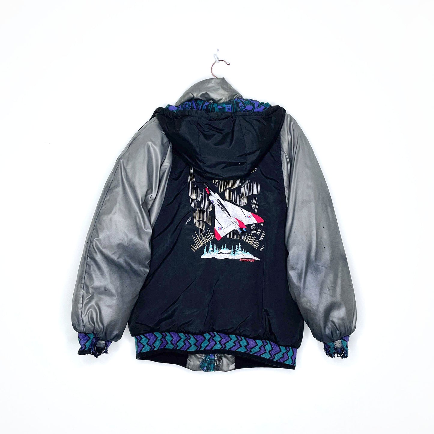 vintage sundown avro airplane puffer jacket - size medium