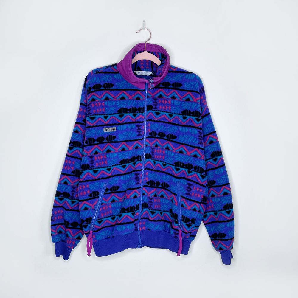 vintage 90s columbia aztec made in usa zip up fleece jacket vintage 90s columbia aztec made in usa zip up fleece jacket