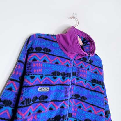 vintage 90s columbia aztec made in usa zip up fleece jacket - size large
