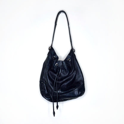 cole haan black pebbled leather hobo bag