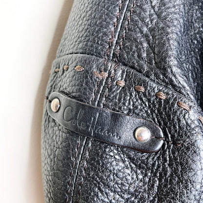 cole haan black pebbled leather hobo bag