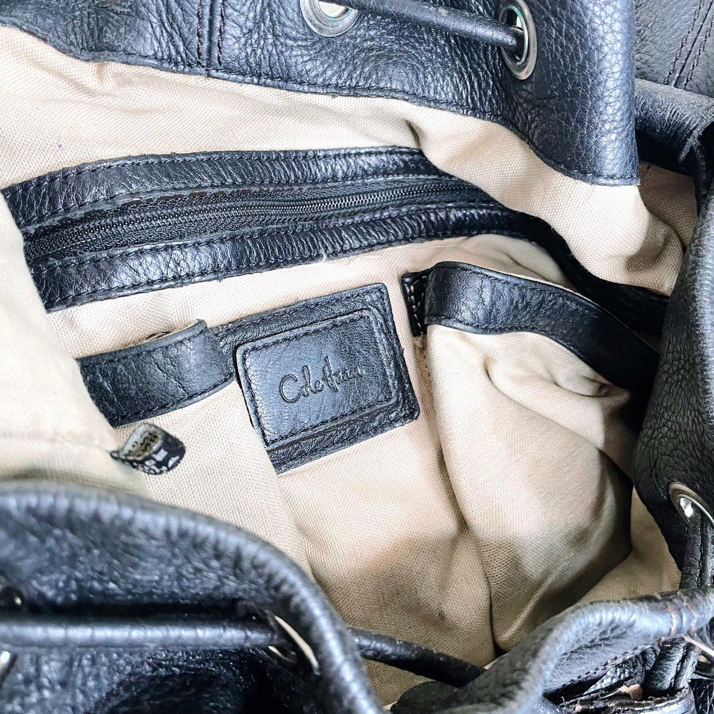 cole haan black pebbled leather hobo bag