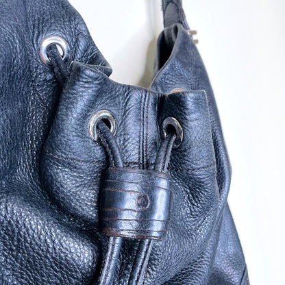 cole haan black pebbled leather hobo bag