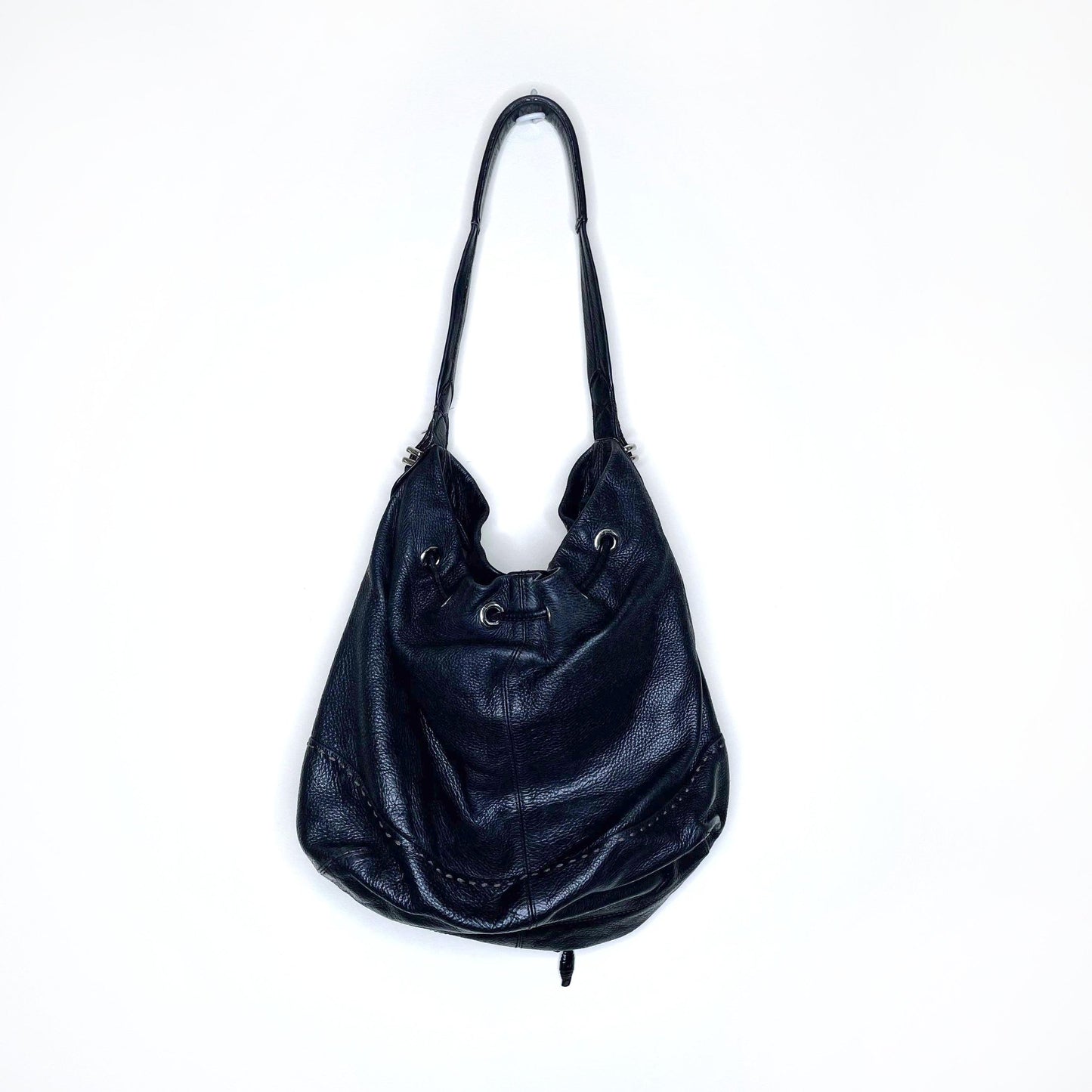 cole haan black pebbled leather hobo bag
