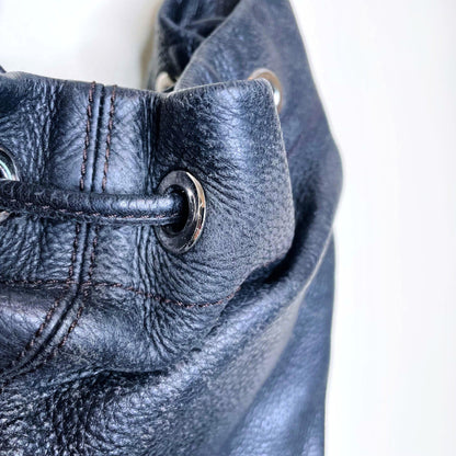 cole haan black pebbled leather hobo bag