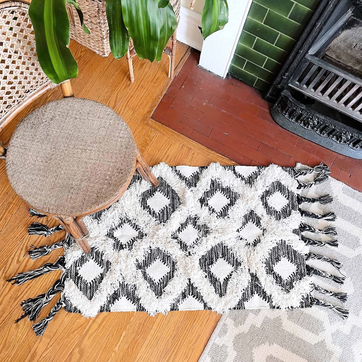 colin + justin moroccan diamond weave fringe boho area rug