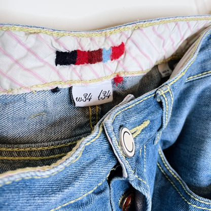 men's vintage coogi button fly straight leg jeans - size 34x34