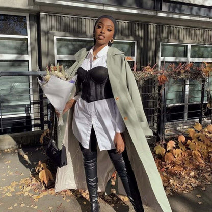 black faux leather corset - one size