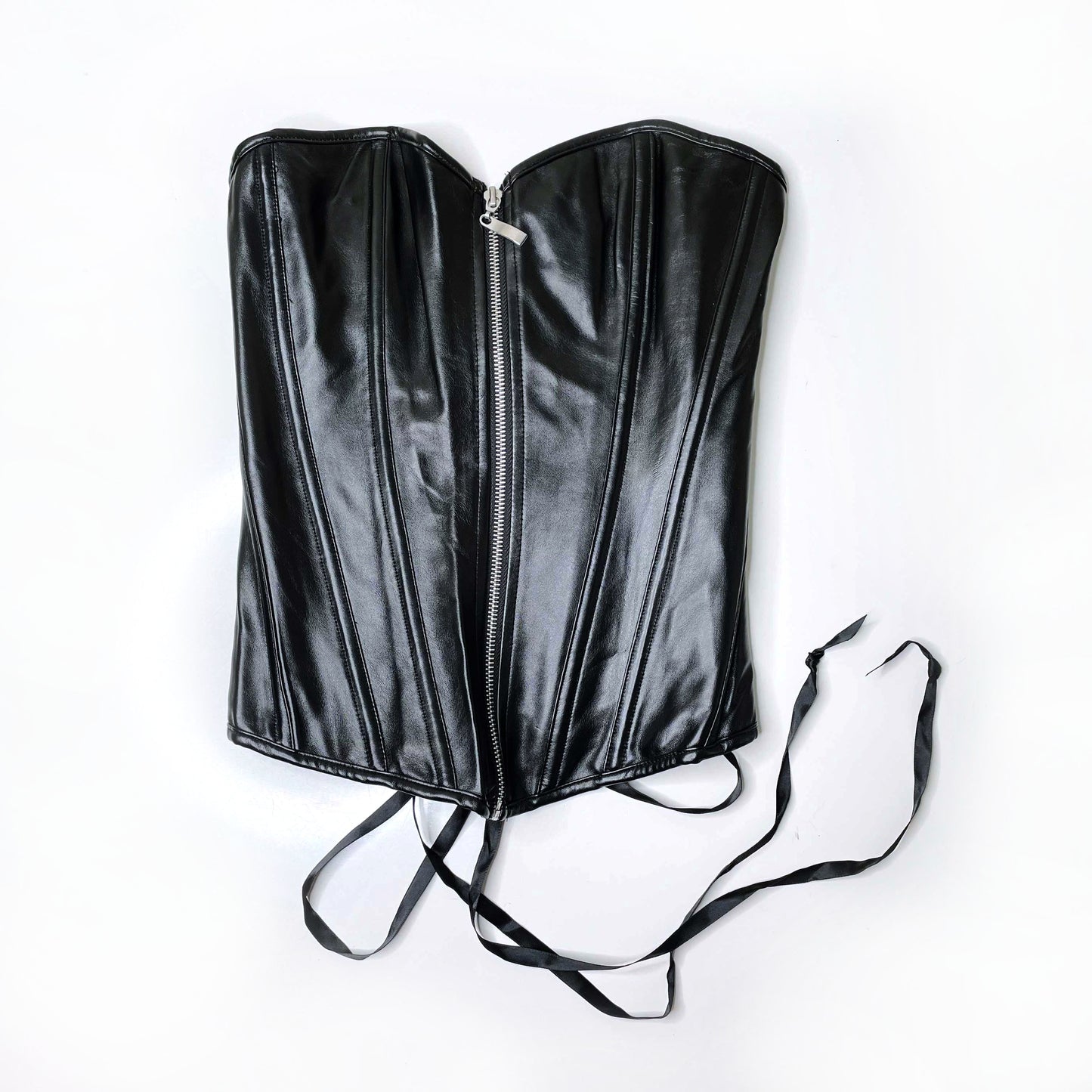 black faux leather corset - one size