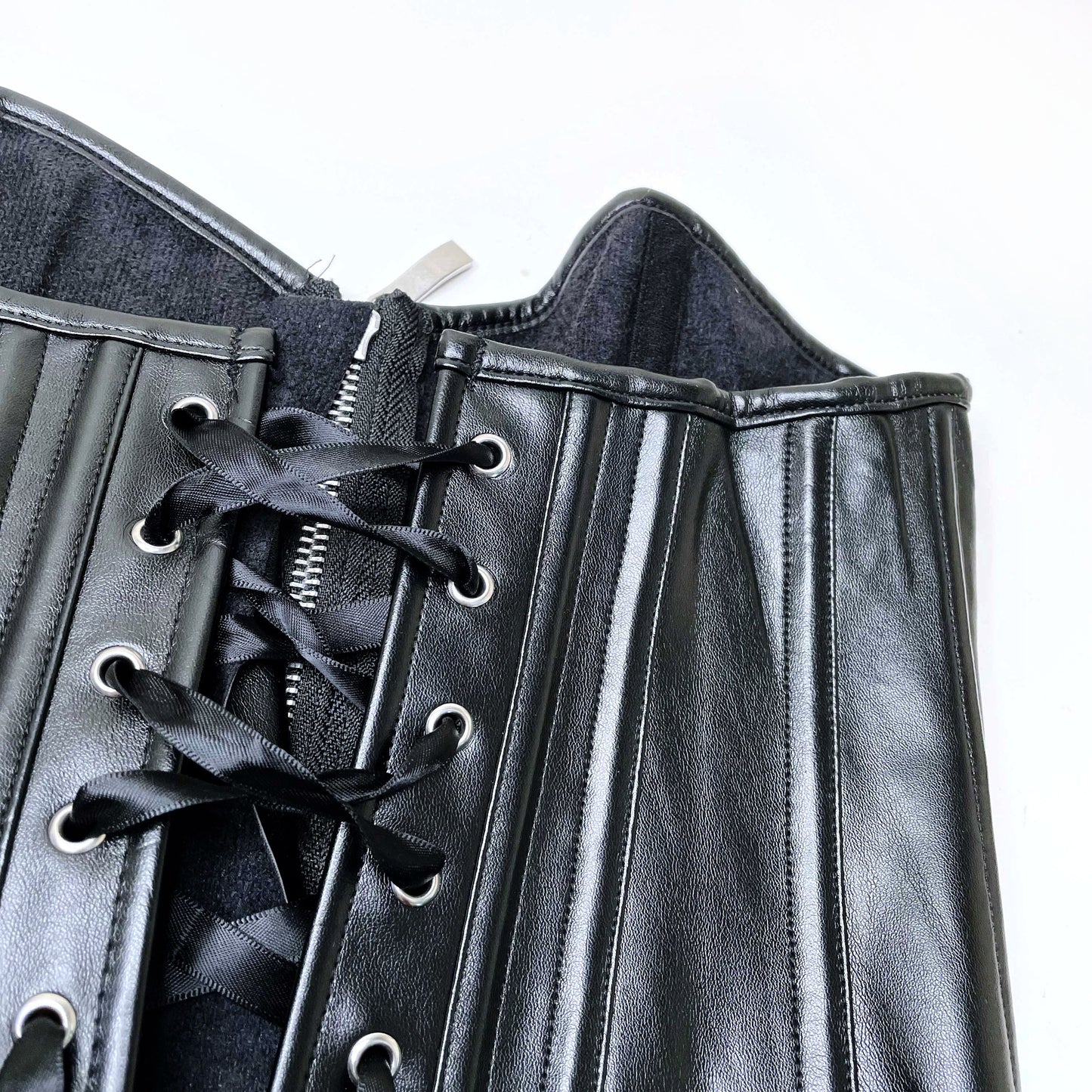 black faux leather corset - one size