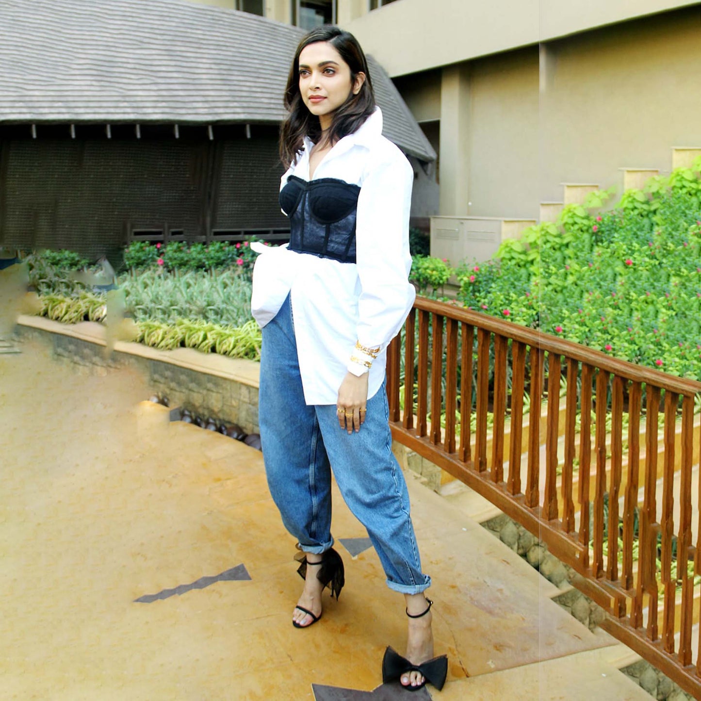 black faux leather corset - one size