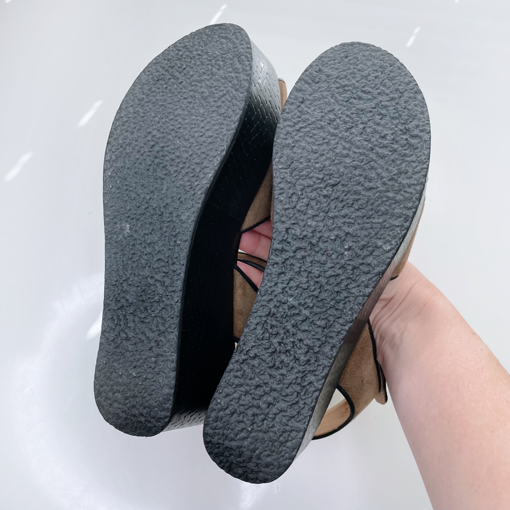 cotélac brown suede criss cross platform sandals - size 39