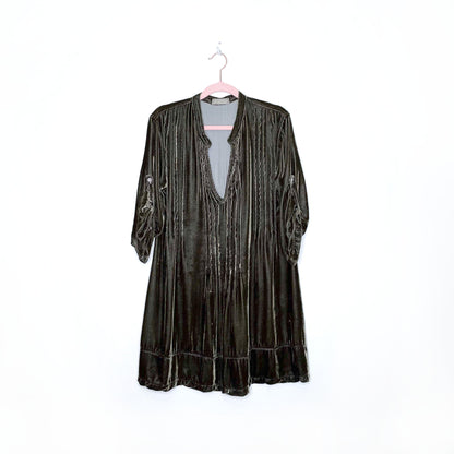 cp shades regina green velvet silk tunic dress - size xs