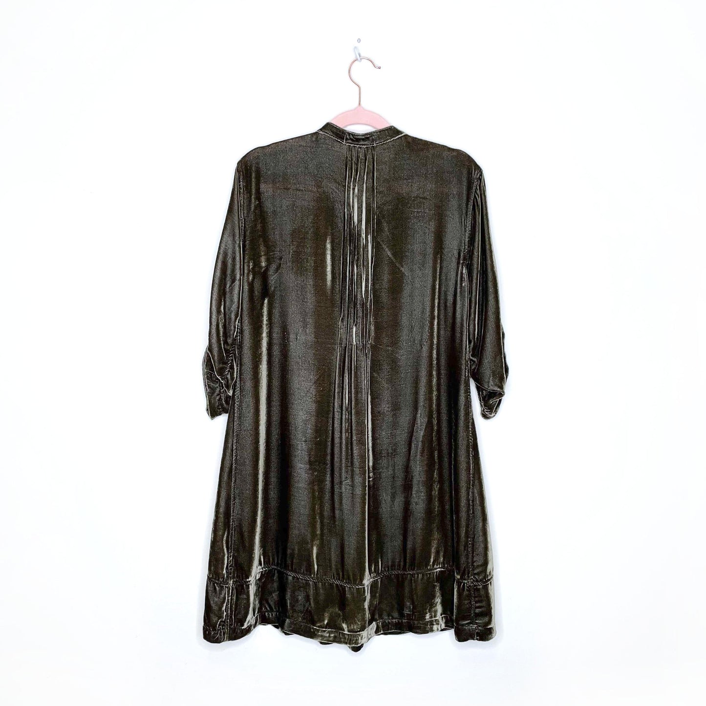 cp shades regina green velvet silk tunic dress - size xs